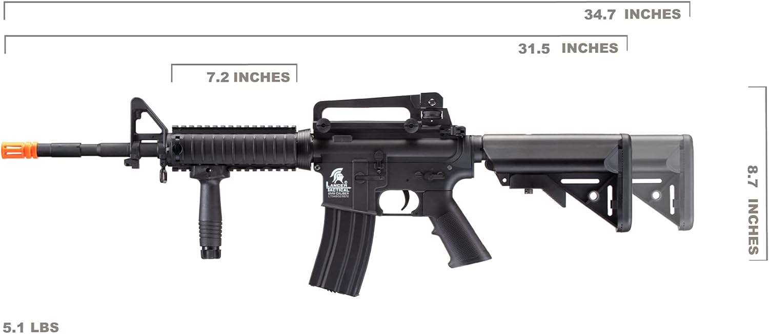 Lancer Tactical Gen 2 RIS Classic M4A1 AEG Airsoft Rifle with 9.6v Nimh Battery and Charger (1000 Rounds 0.20g BBS Included)