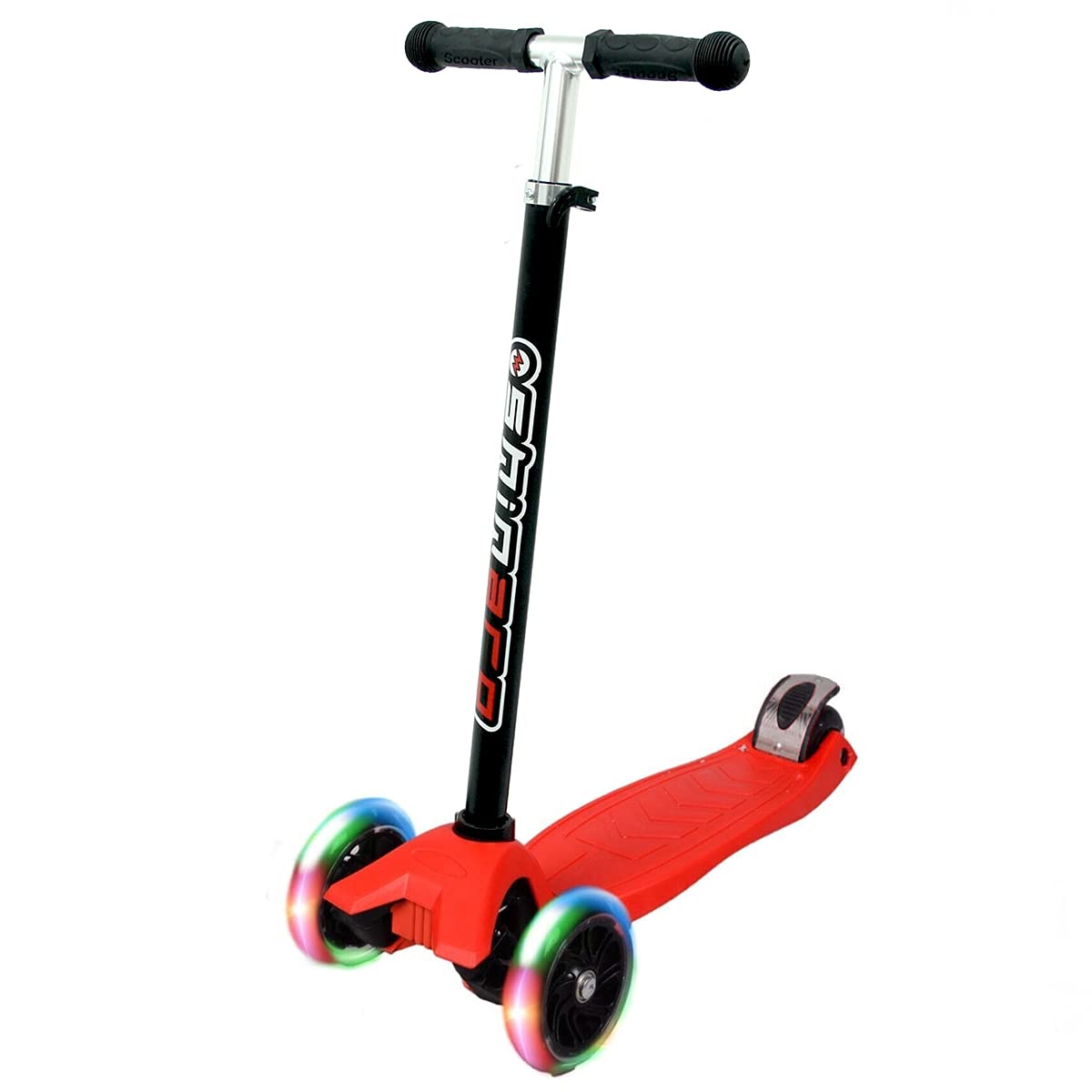 Shinaro Maxi Scooter illuminato a 3 ruote, rosso