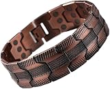 OUTLETISSIMO® Bracciale Magnetico in Rame Puro 99,9%, Braccialetto Terapeutico per Uomo con Magneti 3500 Gauss ad Alta Intensità, Lunghezza Regolabile S110