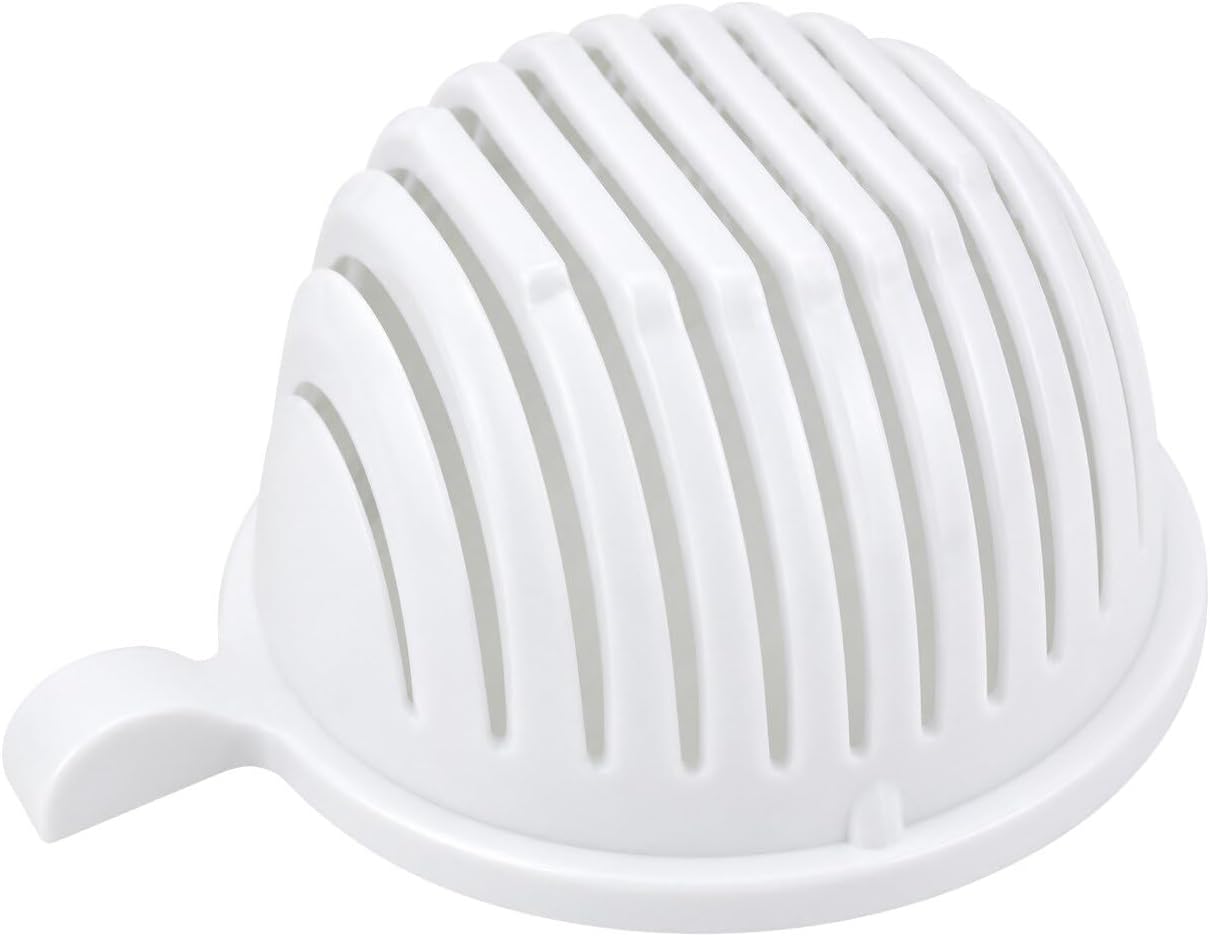Salad Chopper Bowl with Slits, Fruit Vegetable Cutter, White