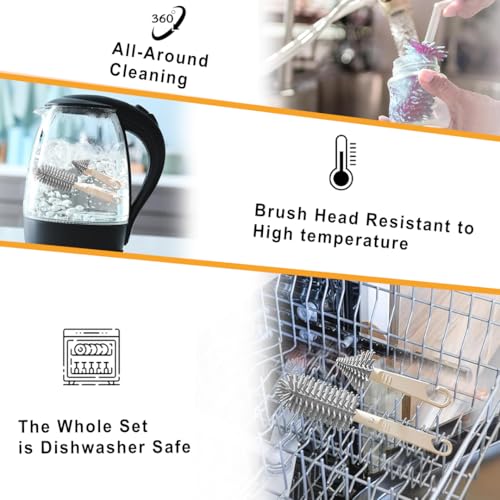 Image of Tony Stark 6-in-1 Baby Bottle Cleaning Brush Set - Includes Silicone Bottle Brush, Nipple Cleaner, Straw Brush, Soap Dispenser, Storage Box, Bottle Drying Rack | Silicone Bristles (Plain Box - White)