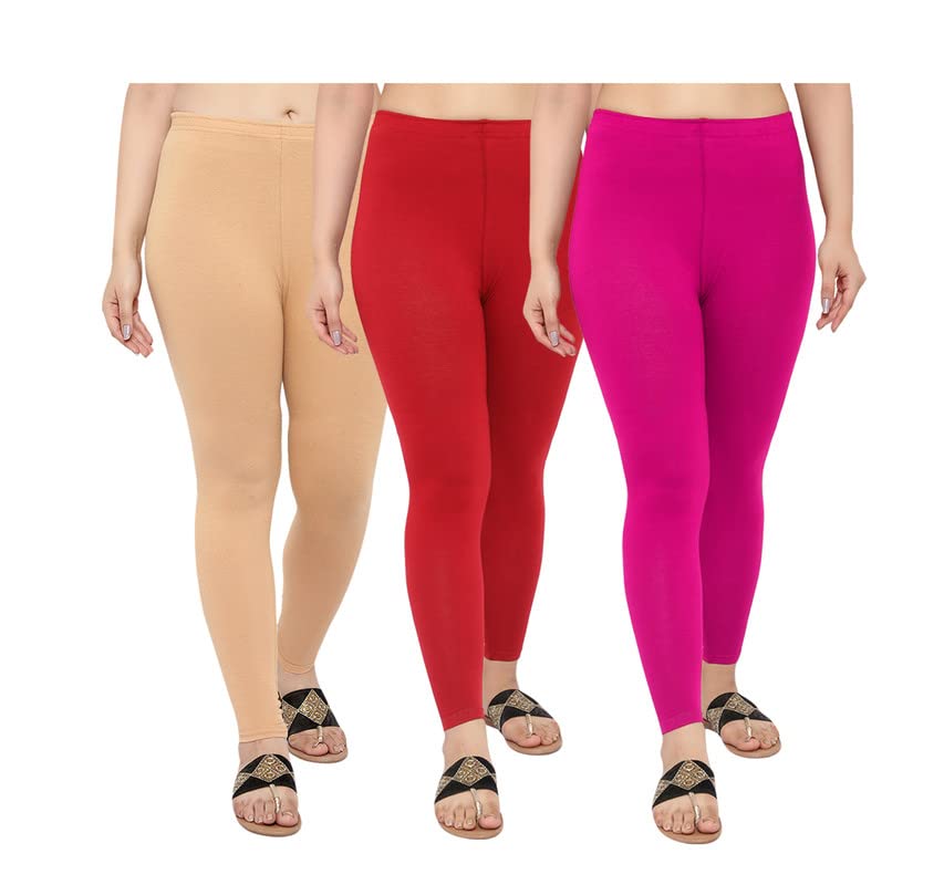 Image of NGT Super Cotton (Pack of 3) Ankle Length Leggings for Women and Girls.