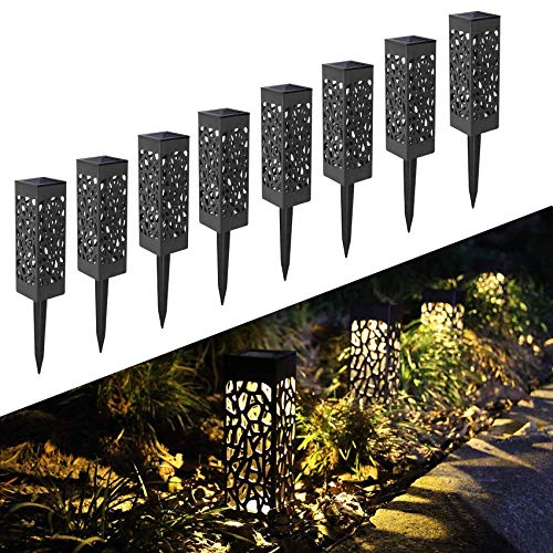 Otdair Solar Garden Lights, IP65 Waterproof Warm Light LED Solar Pathway Lights Outdoor for Garden, Solar Powered Garden Lights Yard, Lawn, Walkway, Patio, Decoration, 8 Pcs