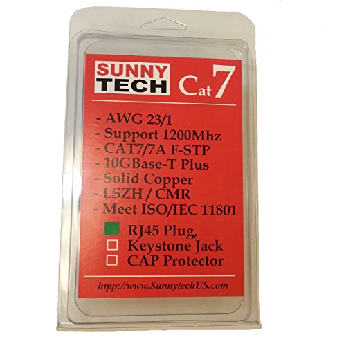 Sunnytech Cat7/7A Plug Awg23/1,1500Mhz,10Gbase-T Ethernet Rj45 Module Crimp Connector 20 Pack, For Cable Thickness Od 7.0Mm #TOP2
