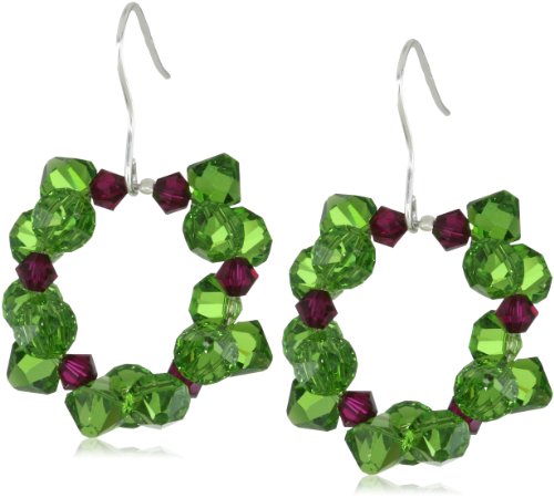 Amazon Collection Sterling Silver Swarovski Elements Wreath French Wire Earrings
