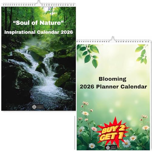 Image of 2026 Wall Calendar | Size - 12x17 Inch with Motivational Quotes,Holidays Mentioned | 220 GSM Thick Paper | Wiro Bind | Notes, Scheduling and Planning For Home Office School Hanging (Nature & Floral Planner)