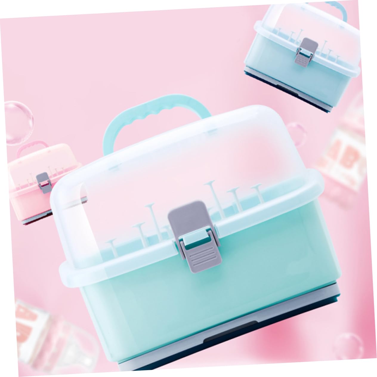 Boîte de Rangement pour Biberons Vert en Plastique, Grosse Capacité | Étui à Bouteilles de Lait Portable, pour Tétine, Usage Voyage et Extérieur