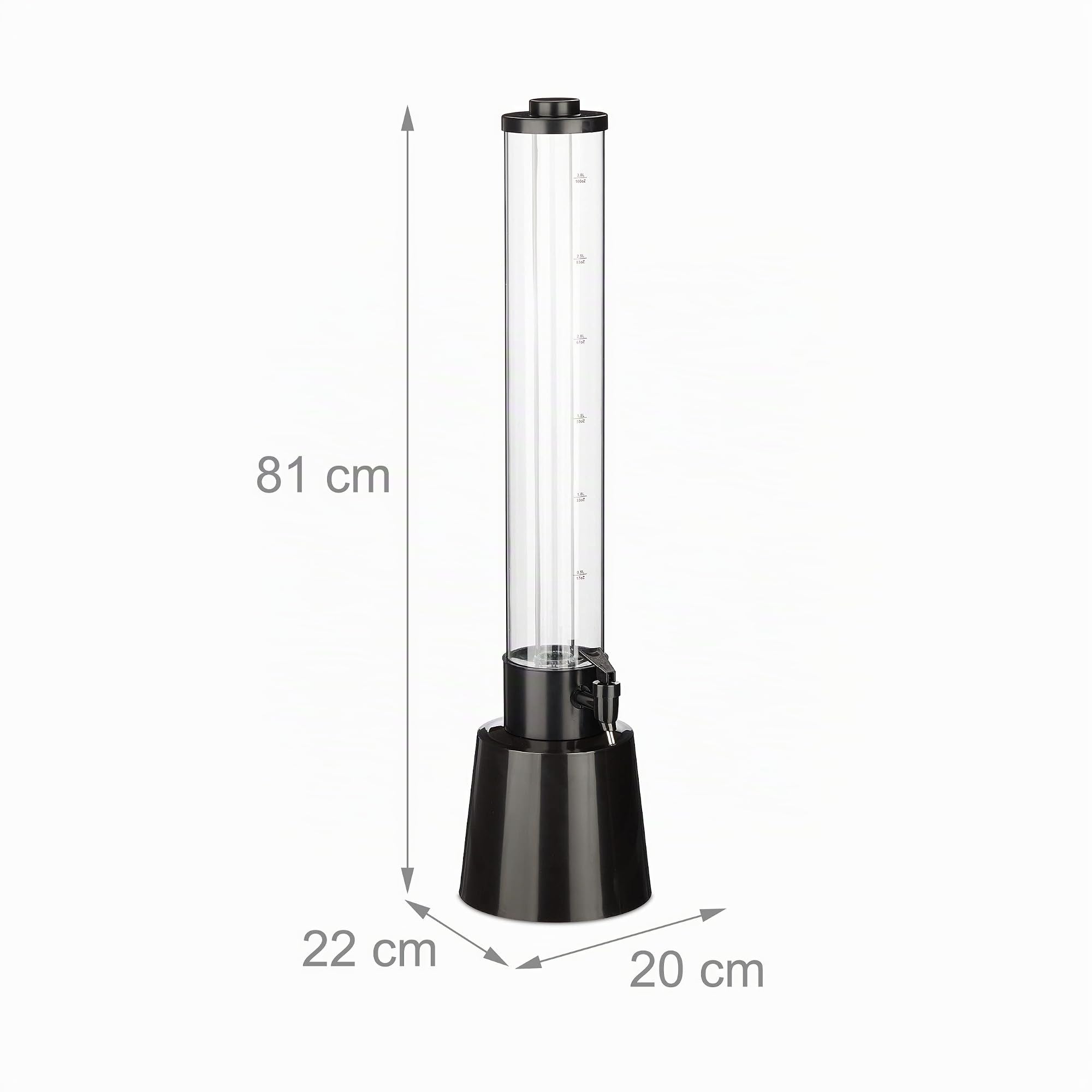 Relaxdays Spillatore di Birra da Tavolo, 3 Litri, Sistema Raffreddamento, Dispenser con Rubinetto, Trasparente Nero