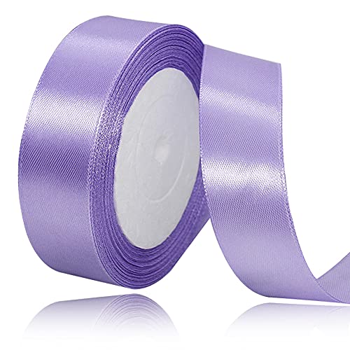 Flieder Lila Satinbands 25mm Breit, 22m Schleifenband, Geschenkband für Geschenkverpackungen, DIY Handwerk, Blumensträuße, Nähprojekte, Schleifenherstellung, Geburtstags- und Hochzeitsdekorationen