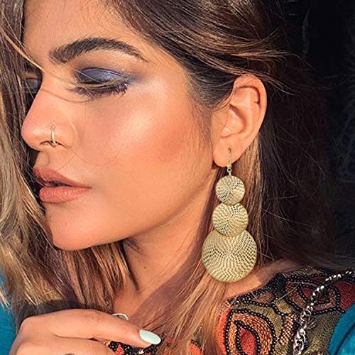 14K Gold Drop Dangle Earrings for Women Fashion Big Dangling Bohemia Vintage Circular Statement Chandelier Earrings for Party Prom2