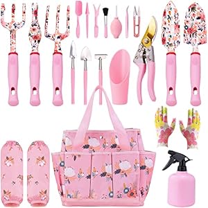 Garden Tools Set,Heavy Duty Gardening Tools for Gardener,Gardening Gifts for Women,with Storage Tote Bag,Sleeves,Gloves…