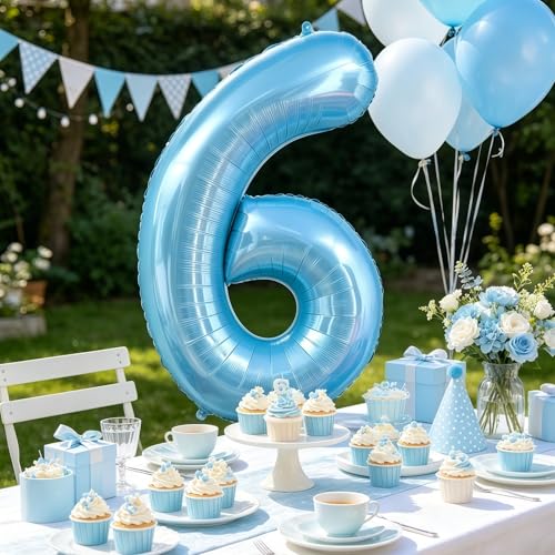 Image of Pastel Blue 3 Balloon Number, Light Blue 3 Balloons for Birthday Party | Number 3 Balloon,40 Inch,Pastel Blue,Helium-fillable,3 Foil Mylar Balloons,for Birthday Party Anniversary Decorations