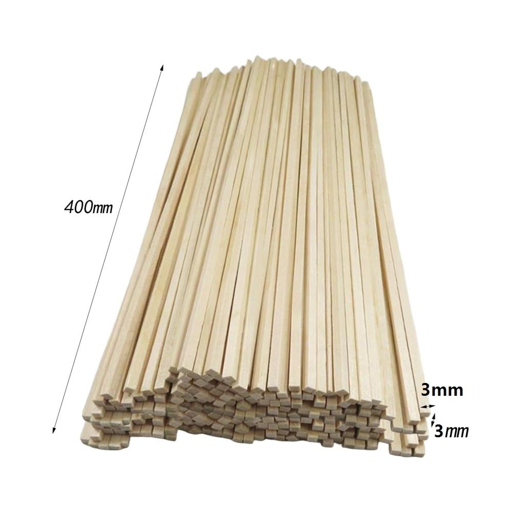 50 sztuk niedokończonych drewnianych kwadratowych kołków 400mm DIY Craft Sticks do tworzenia modeli samolotów(400x3x3mm)