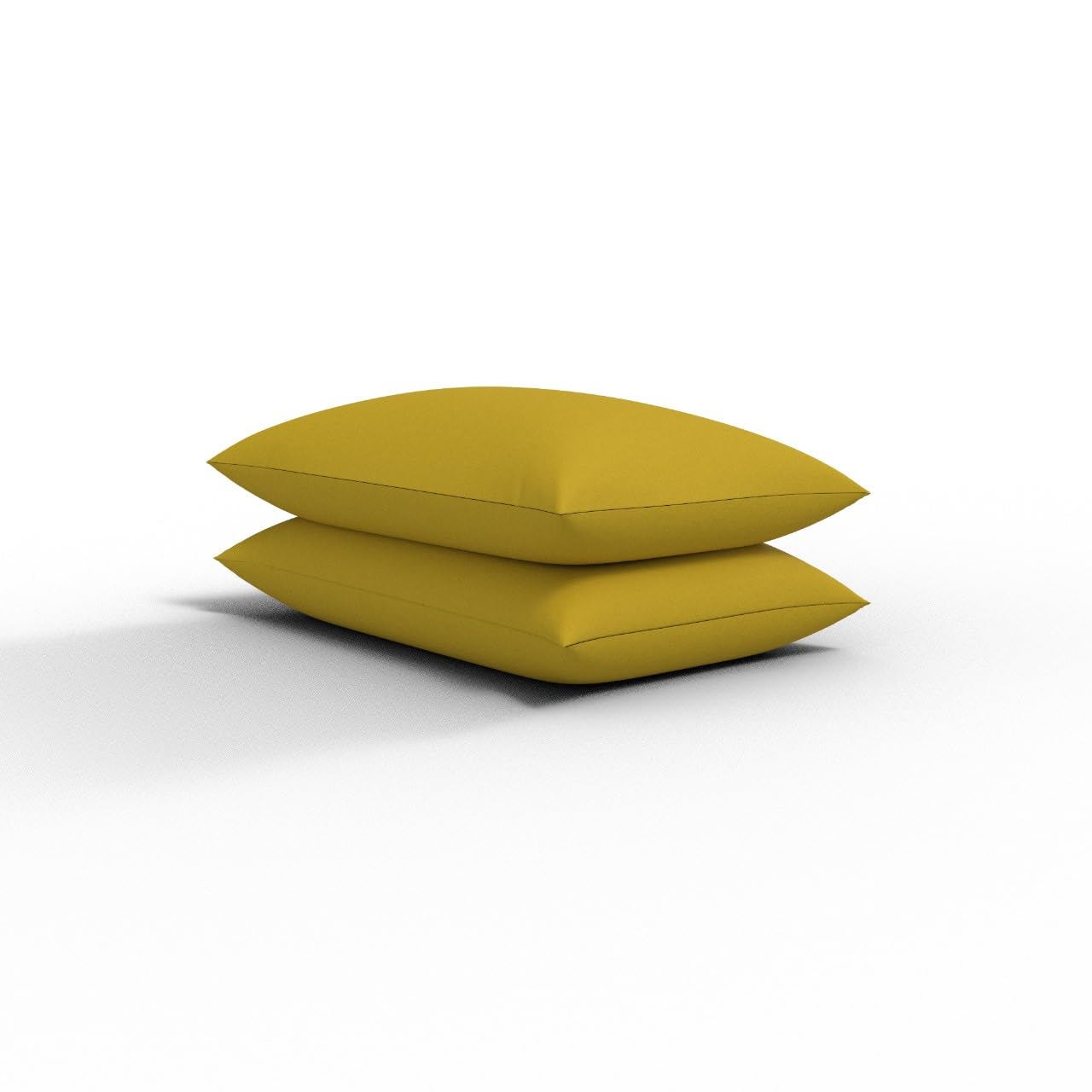 ARLINENS Luxury Plain Dyed Poly Cotton Platform Base Valance Sheet in Following Colours and Sizes (PAIR OF PILLOWCASES, MUSTARD)