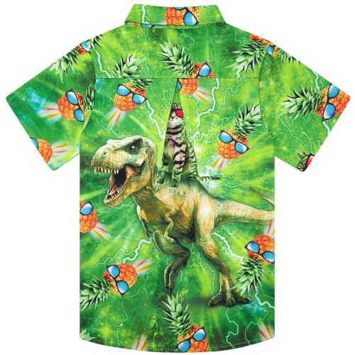 Image of uideazone Boys Novelty Print Short Sleeve Button Down Hawaiian Shirt 5-14Y