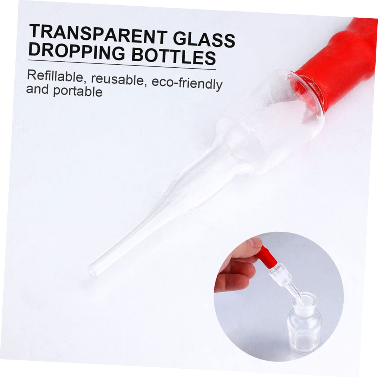 Botella de Reactivo Gotero de Vidrio 6 Unidades 30ml 60ml 125 Ml | Goma Cabezal, Formato Recargable, Tonos Marrón y Blanco, para Uso Doméstico y Aula