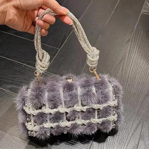 Image of DJBM Clear Acrylic Clutch Sparkle Rhinestone Evening Bag Glitter Crystal-Embellished Rope Knot Handbag Purse for Party Prom