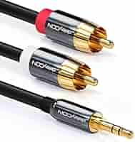 Câble Subwoofer DeleyCON 15m - RCA Vers 2x RCA - Fiches Plaqué Or - Blindage Qualité - 6mm