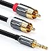 Produktbild deleyCON 15m Klinkenkabel Cinch Kabel 3,5mm Klinke zu Cinch RCA Stereo Audio Kabel 1x Klinkenstecker auf 2x RCA Cinch Stecker Metallstecker Schwarz