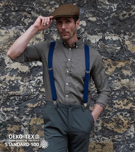Image of PIERROT Men's Suspenders - One Size Adjustable and Elastic Suspenders for Men Trousers Heavy Duty with 4 Very Strong Clips