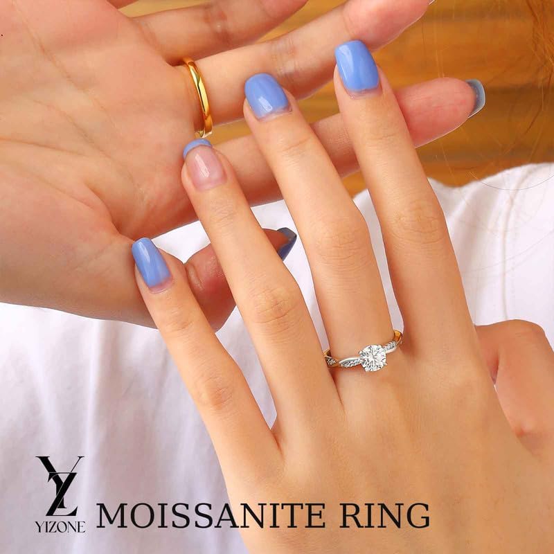 Moissanite Rings For Women Twisted Vine Rope Moissanite Wedding Engagement Rings 1CT 18K Gold Plated 925 Sterling Silver D Color VVS1 Promise Ring for Her Size 4.5-11