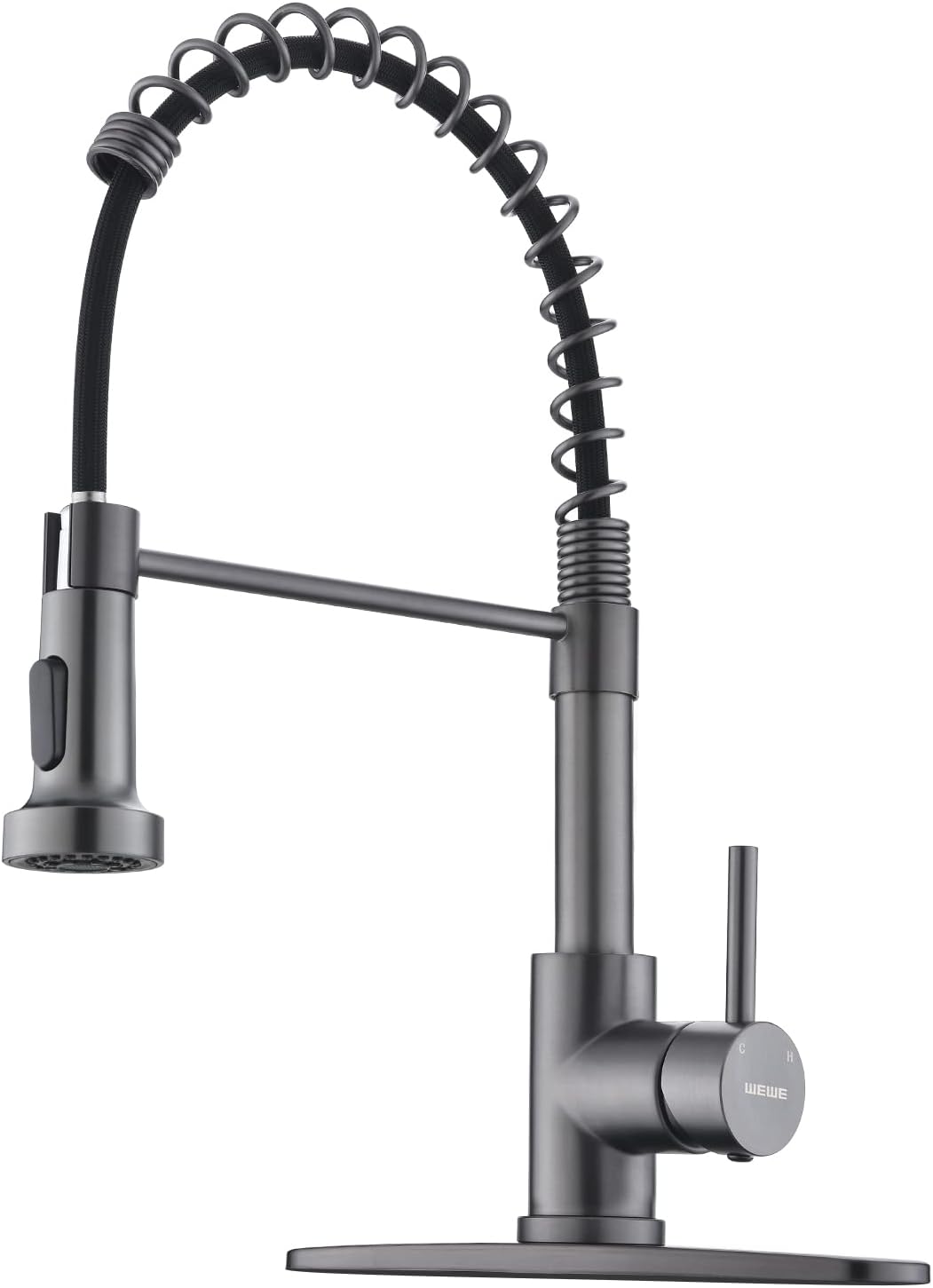 WEWE Black Stainless Kitchen Faucet, Faucet for Kitchen Sink with Pull