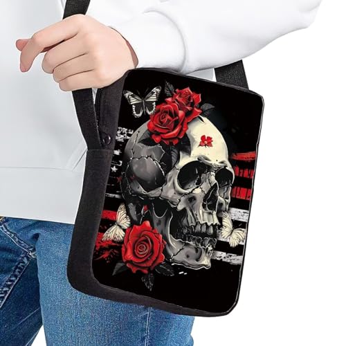 Skull Rose Small Crossbody Bags for Women Cell Phone Bag Wallet Purses Adjustable Strap Portable Travel Work Shoulder Bag with Back Zipper Pocket2