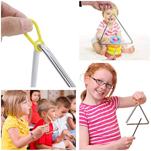 6 Inch Musical Triangle Percussion Instrument, 1 Pair 8 Inch Rhythm Sticks Kids Classical Wood Claves, 1 Pair Natural Wood Egg Shakers, Hand Musical Percussion Instrument for Kids - Thumbnail 5
