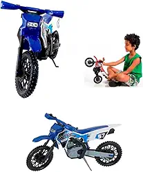 Moto Cross De Brinquedo Grande Mega Realista Trilha Azul