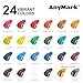 AnyMark Acrylic Paint Set, 24 Classic Colors with 10 Brushes, 2 fl oz/60ml Bottles, Art kit Painting Supplies for Kids Adults Canvas, Rock, Wood
