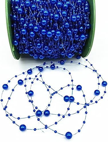 Cake Decor™ Dark Blue Artificial Pearls String Beads Chain Garland Flowers Wedding Christmas Party Decoration 3mm 8mm Beads (SBBD-06)