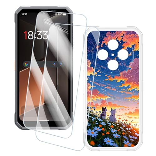 OAGELIM 2�Z�b�g �X�N���[���v���e�N�^�[ + �P�[�X Blackview Fort 2 (6.73 �C���`) �Ƃ̌݊������� �A�[�e�B�X�e�B�b�N�J�X�^���v�����g�J�o�[�Ƌ����K���X�t�B���� �X�N���b�`�h�~ (�L)