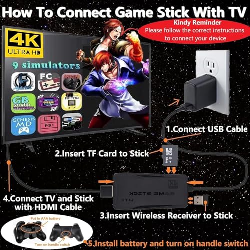 Image of Wireless for TV HDMI Gaming Plug & Play Video Game 4K HD Game Stick| Wireless Stick with Game Built-in 21,000+ Games & 64Gb, 23 Emulators TV Gaming Console for All