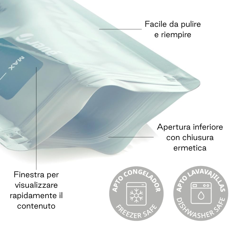 Jané Sacchetti Riutilizzabili per Pappa 100 ml, 12 Pezzi, BPA Free