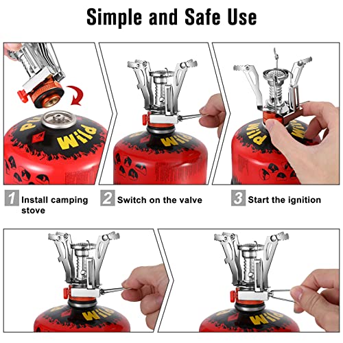 G4Free Portable Camping Stoves Backpacking Stove With Piezo Ignition, Stable Support Wind-Resistance Camp Stove For Outdoor Camping Hiking Cooking(1Pcs) #TOP3