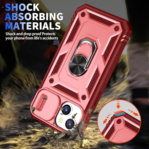 Coque iPhone 15 rose antichoc avec protège-objectif coulissant - 3