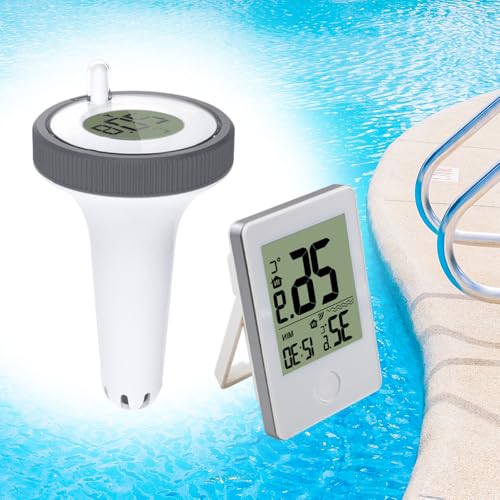 Funk Pool Thermometer, Poolthermometer Wasserdichtigkeit, Wasserthermometer Turbo für 60m Reichweite Durch Wände Ideal für Pool, Whirlpool und Aquarium