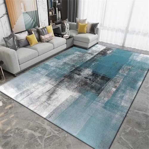 Tapis carré 60x120cm bleu abstrait pour dressing de salon moderne