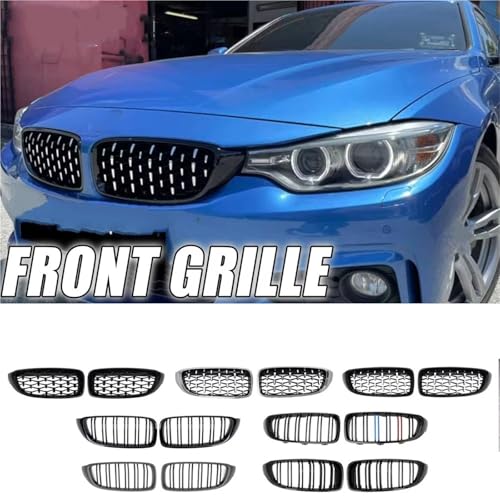 Parachoques delantero racing grill estilo diamantes para modelos de coche 2012-2019 3