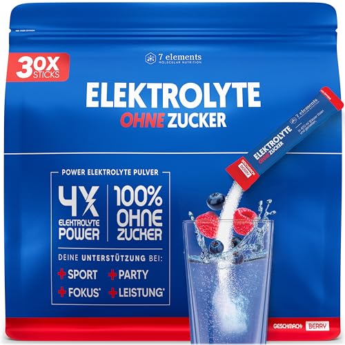 Elektrolyte OHNE ZUCKER - 30 Stück - 1390mg Elektrolyte für Sport und gegen Kater - Elektrolyt Pulver kalorienarm und zuckerfrei - Premium Electrolytes mit Berry-Geschmack – 300g