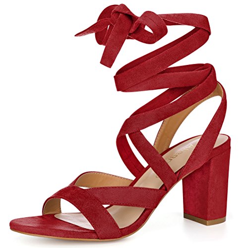 Sandales à lacets Allegra K rouges taille 37 à bout ouvert