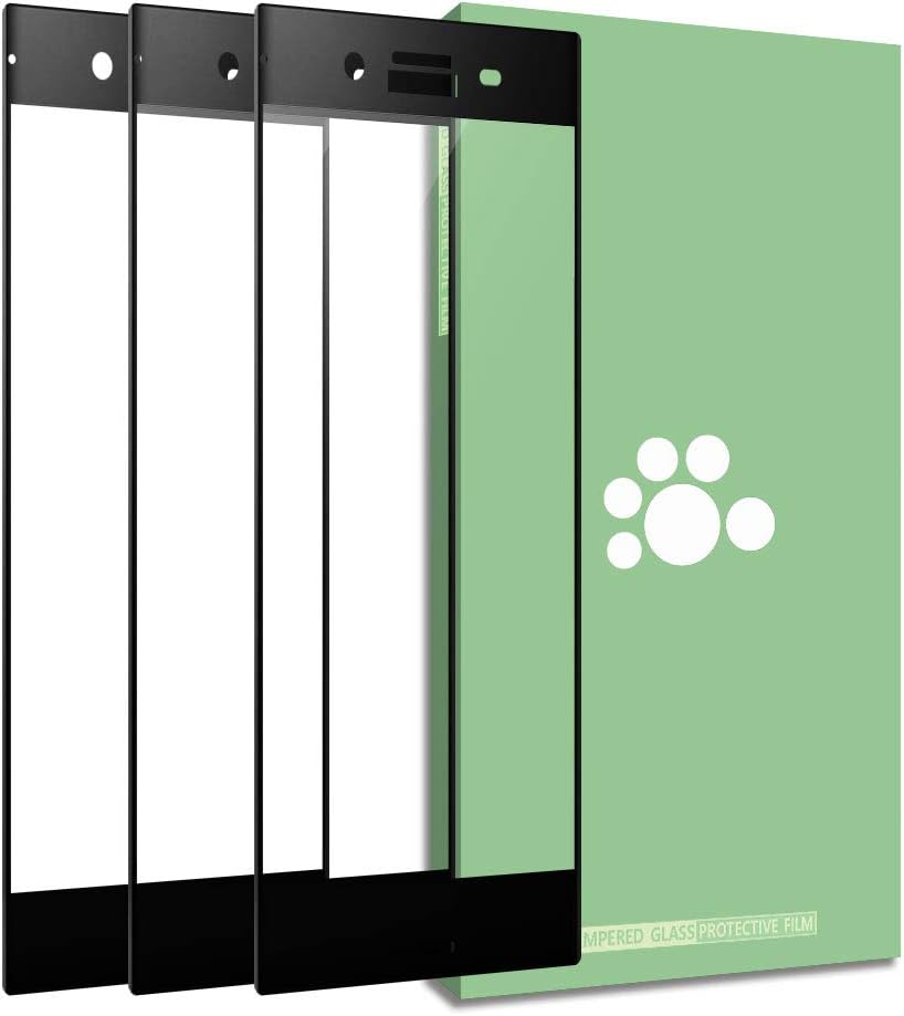 Glass Screen Protector Fit XZ Premium-(3 Pack) 3D Curved Anti-Scratch Anti-Fingerprint HD Clear Full Coverage Silk Print Tempered Glass Protective Film Compatible Sony Xperia XZ Premium