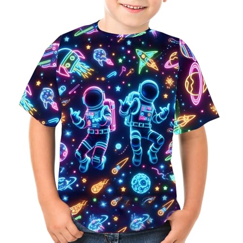 Boys Girls 3D Graphic Tees Unisex Short Sleeve T Shirt Novelty Neon Shirts for Boys 4-16 Years