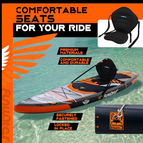 Image of FunWater Stand Up Paddle Board Ultra-Light Inflatable Paddleboard with SUP Accessories for Adults & Youth of All Skill Levels (Black /Orange Eagle)