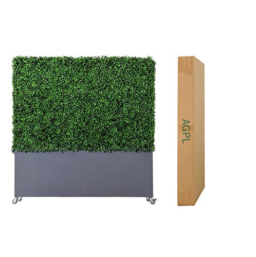 Agpl Artificial Boxwood Hedge With Gray Color Stainless Steel Planter Box And Caster. Moveable Privacy Decorative Wall Backdrops 48" W X12 D X 51“H … #TOP6