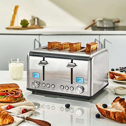 Redmond 4 Slice Toaster, Countdown Stainless Steel Toaster With Bagel, Defrost, Cancel Function, Extra Wide Slots, 6 Bread Shade Settings, 1650W, St030 #TOP1