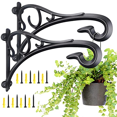 KABB Plant Hanging Bracket, Hand Forged Heavy Duty Black Iron
