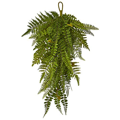 Nearly Natural 28in. Fern Artificial Teardrop (Set of 2), Green