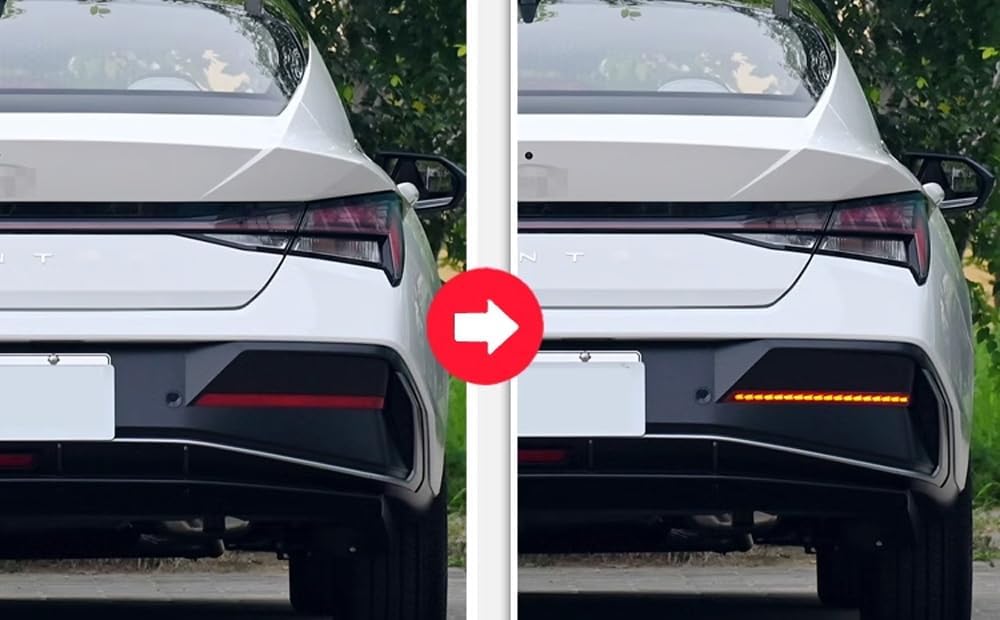 iJDMTOY Dark Red Lens Full LED Lower Bumper Reflector Lights Compatible With Hyundai 2024-up Elantra, Function as Tail, Brake, Sequential Blink & Rear Fog Lamps