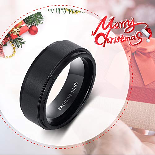 Personalized Promise Rings For Mens Inside Free Engraving 8Mm Men Women Wedding Band Rings Couples Bands Rings For Men Valentine's Day Gifts/Father Day Gift/Birthday (Black, 11) #TOP5